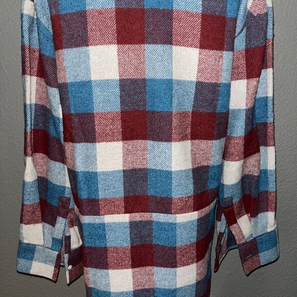 I R O JEANS SOANE FLANNEL BUFFALO PLAID POP-OVER MIDI SHIRT DRESS - EUC -Size 36 - Picture 7 of 16